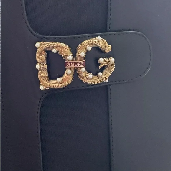 AUTHENTIC DOLCE & GABBANA Stivali Amore DG Logo Knee High Boots Size 37 US 6.5 - Picture 9 of 15